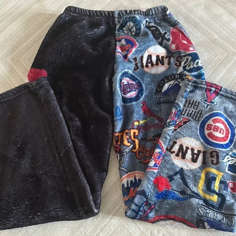 Boys Colorful Baseball Sports Team Fleece Pajama Pants - Size L